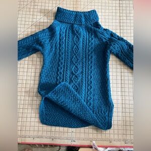 Aran Crafts Teal Cable Knit Turtleneck Sweater